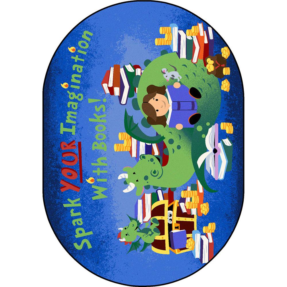 Kid Essentials Reading Cave Multi 7'8" x 10'9" Oval. Picture 1