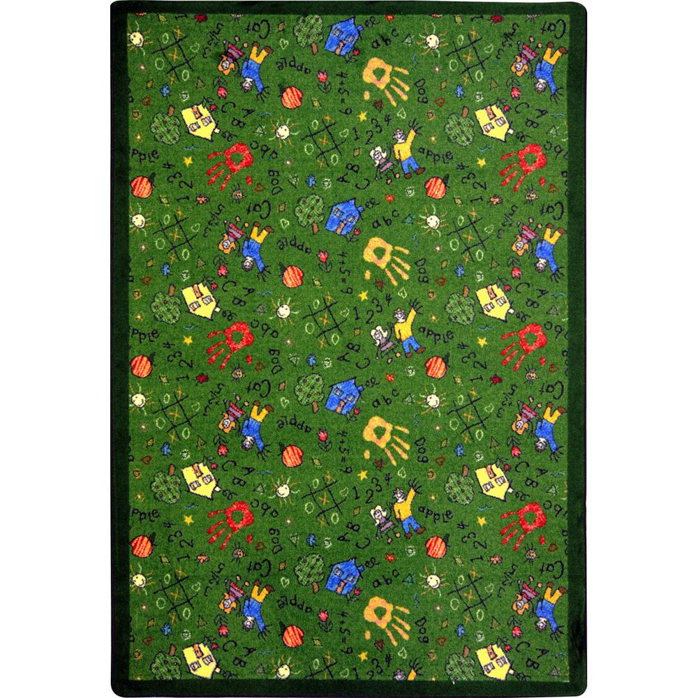 Joy Carpet Scribbles Green 5'4" x 7'8". Picture 1