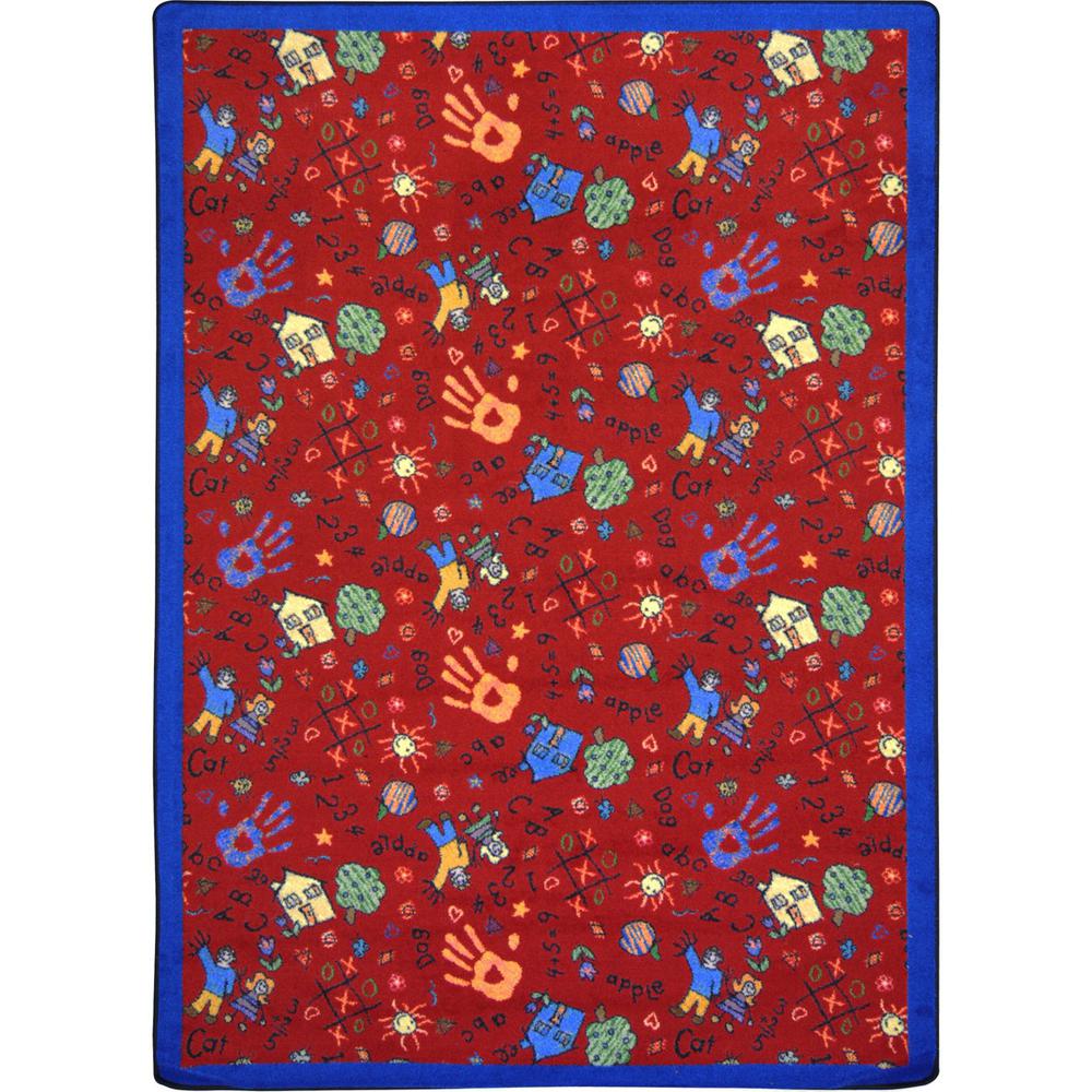 Joy Carpet Scribbles Red 5'4" x 7'8". Picture 1