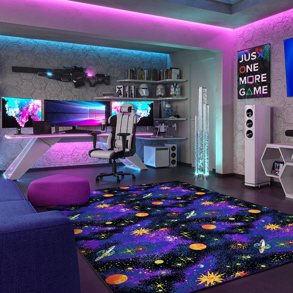 Space Explorer 6' x 6' area rug in color Fluorescent. Picture 2