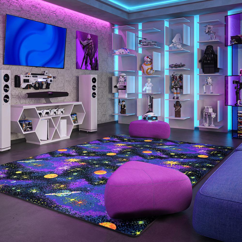 Space Explorer 6' x 6' area rug in color Fluorescent. Picture 3
