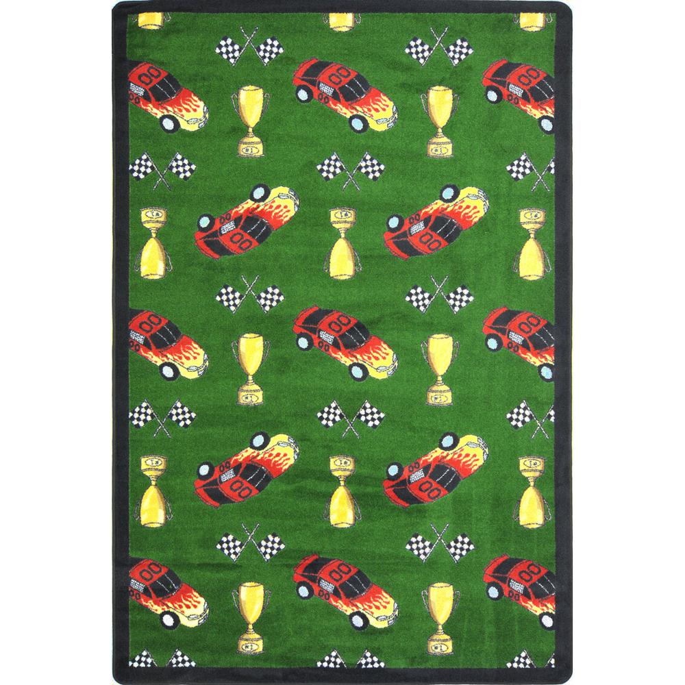 Joy Carpet Start Your Engines Green 5'4" x 7'8". Picture 1
