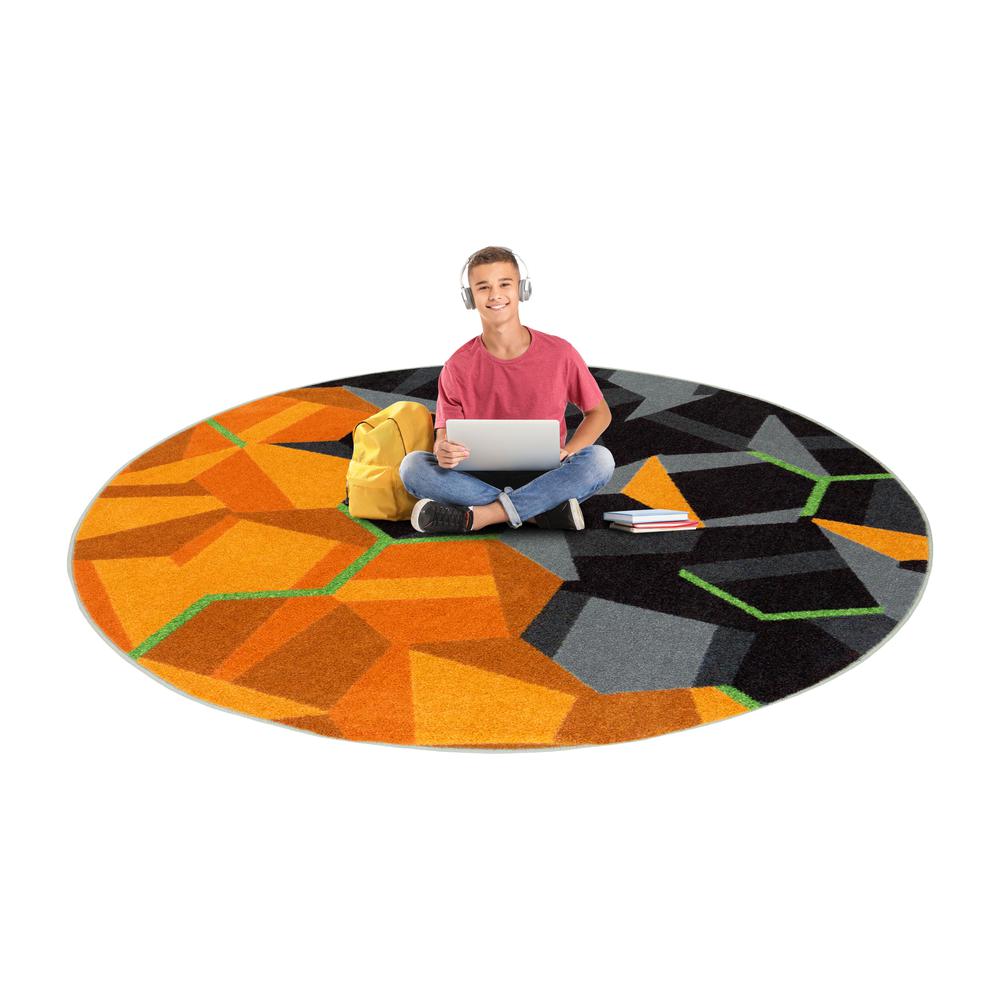 Stealth 5'4" Round area rug in color Tangerine. Picture 3