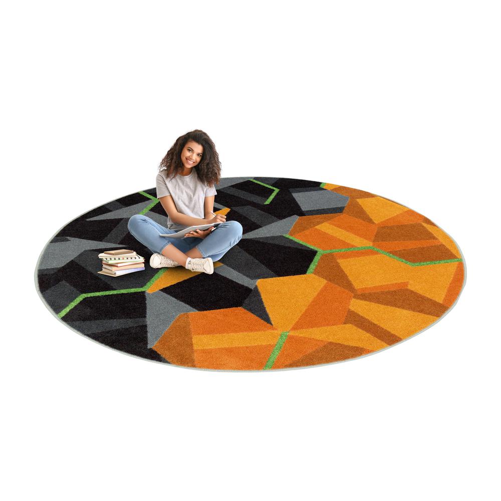 Stealth 5'4" Round area rug in color Tangerine. Picture 2