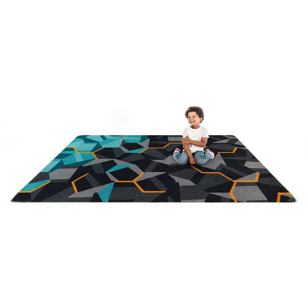 Stealth 7'8" x 10'9" area rug in color Teal. Picture 4