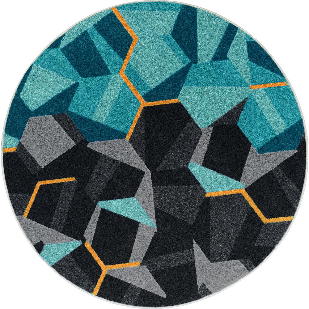 Stealth 5'4" Round area rug in color Teal. Picture 1