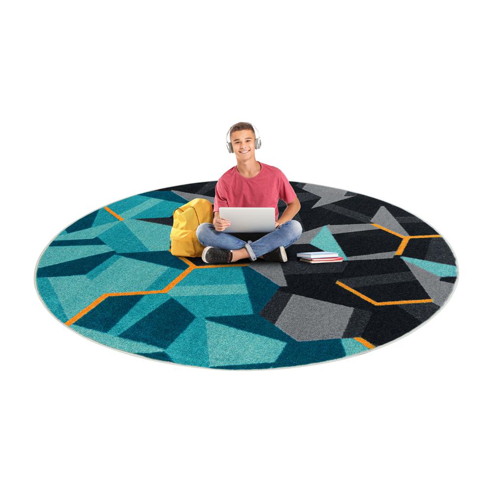 Stealth 5'4" Round area rug in color Teal. Picture 2