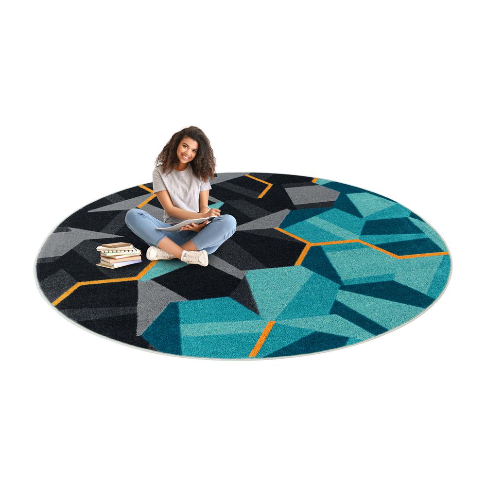 Stealth 5'4" Round area rug in color Teal. Picture 3
