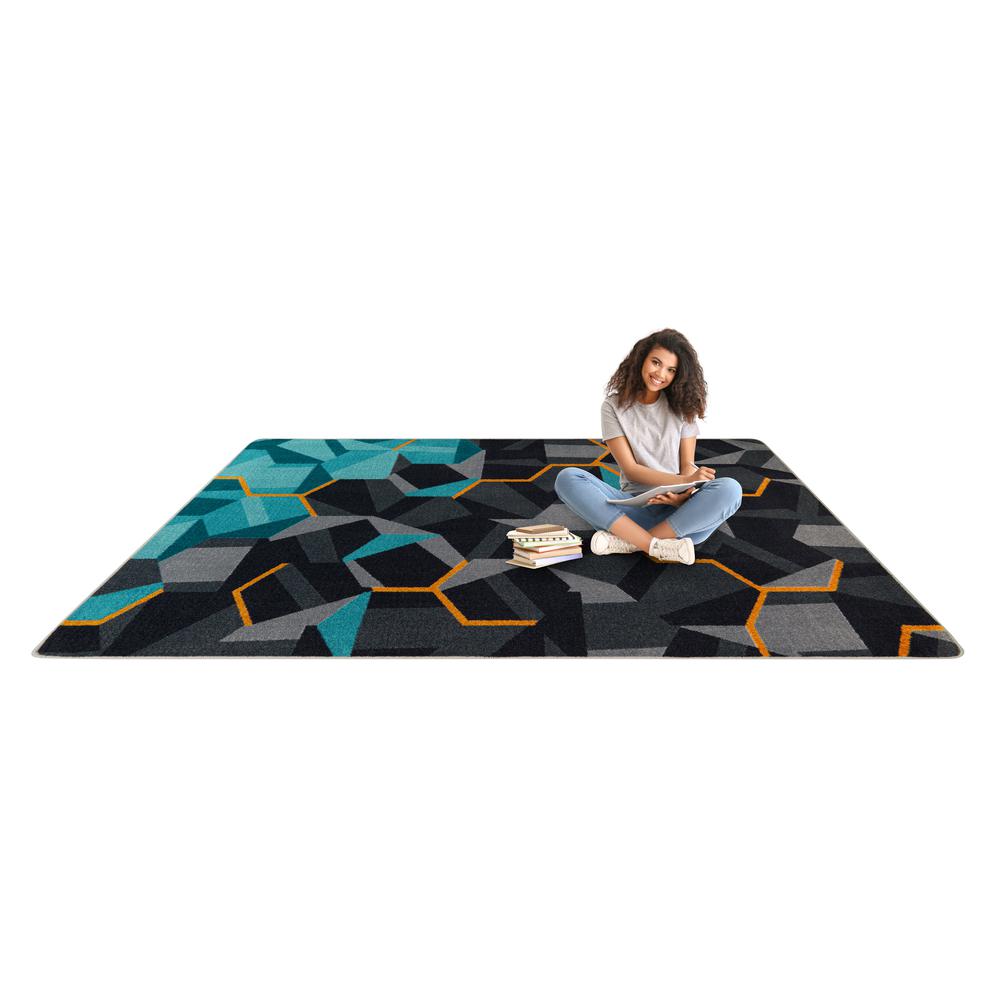 Stealth 7'8" x 10'9" area rug in color Teal. Picture 6