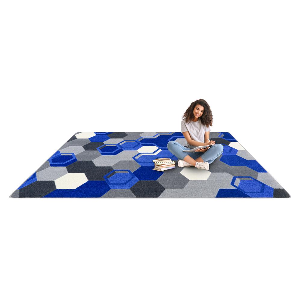 Team Up 7'8" x 10'9" area rug in color Blue. Picture 6