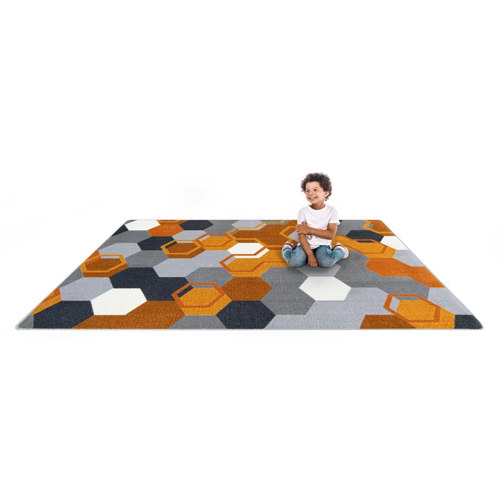Team Up 7'8" x 10'9" area rug in color Orange. Picture 3