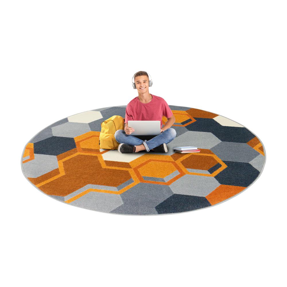 Team Up 5'4" Round area rug in color Orange. Picture 2