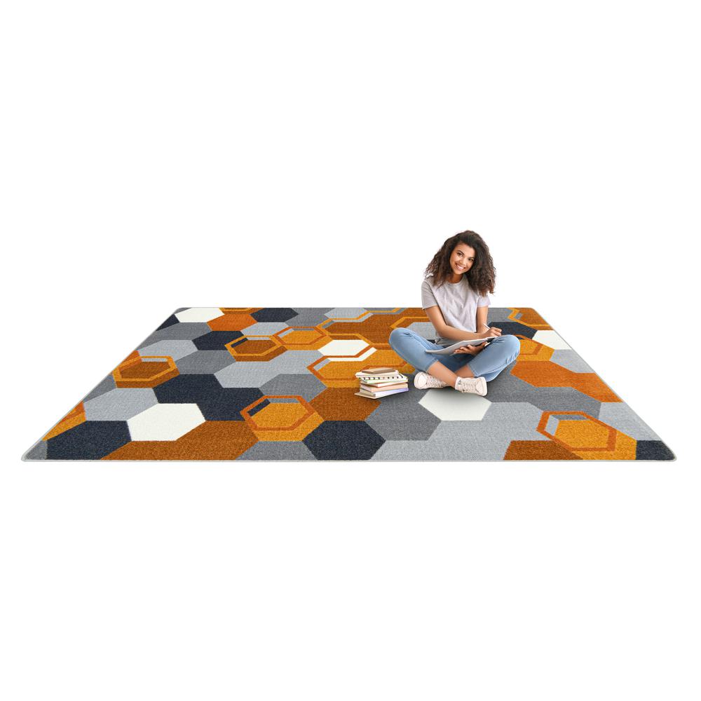 Team Up 7'8" x 10'9" area rug in color Orange. Picture 4
