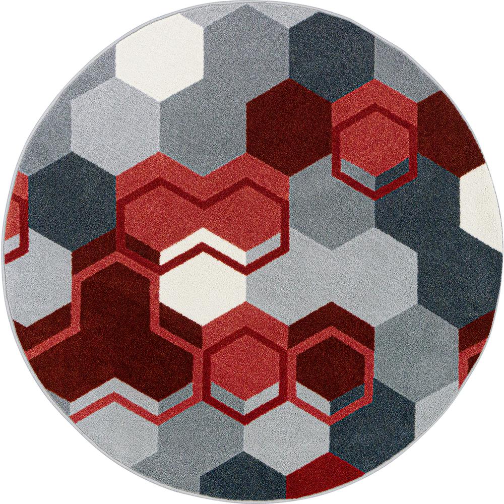 Team Up 5'4" Round area rug in color Red. Picture 1