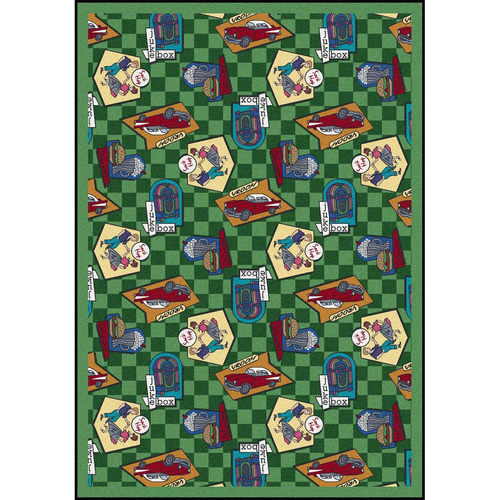 Joy Carpet Fabulous Fifties Green 7'8" x 10'9". Picture 1