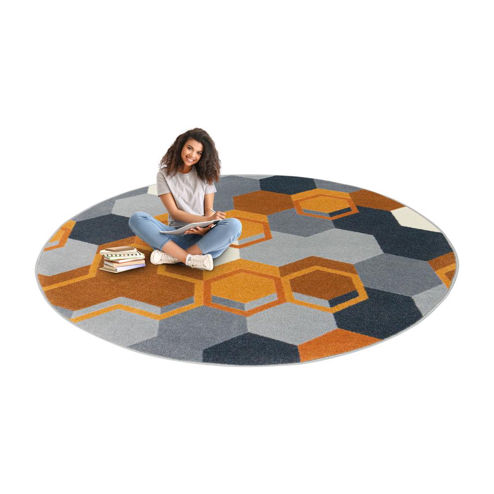 Team Up 13'2" Round area rug in color Orange. Picture 3