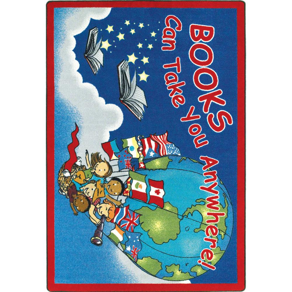 Joy Carpet Books Can Take You Anywhere Sky Blue 10'9" x 13'2". Picture 1