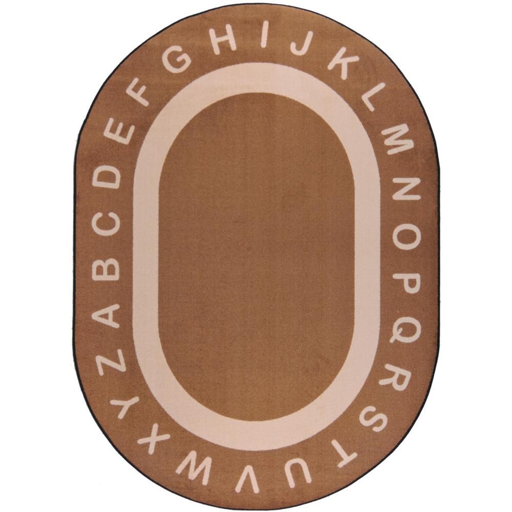 Kid Essentials - Early Childhood Endless Alphabet, 10'9" x 13'2" Oval, Mocha. Picture 1