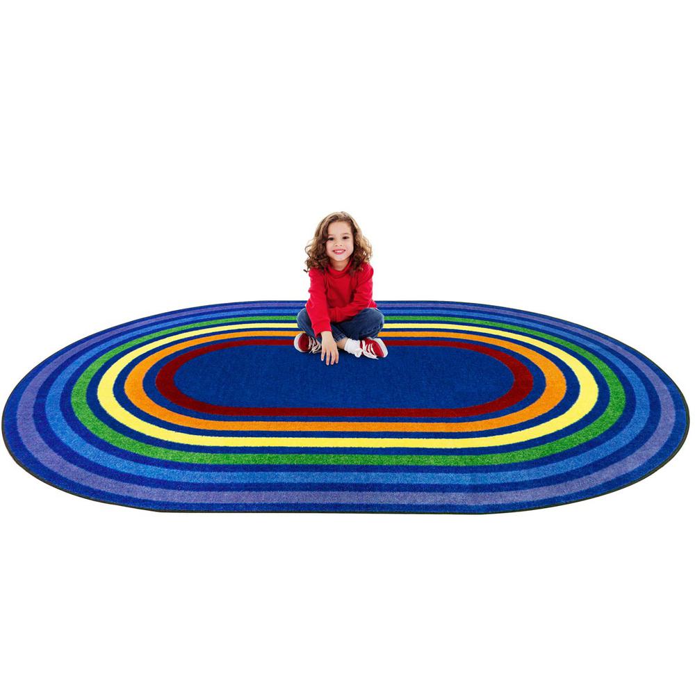 Rainbow Rings 5'4" x 7'8" Oval area rug in color Multi. Picture 2