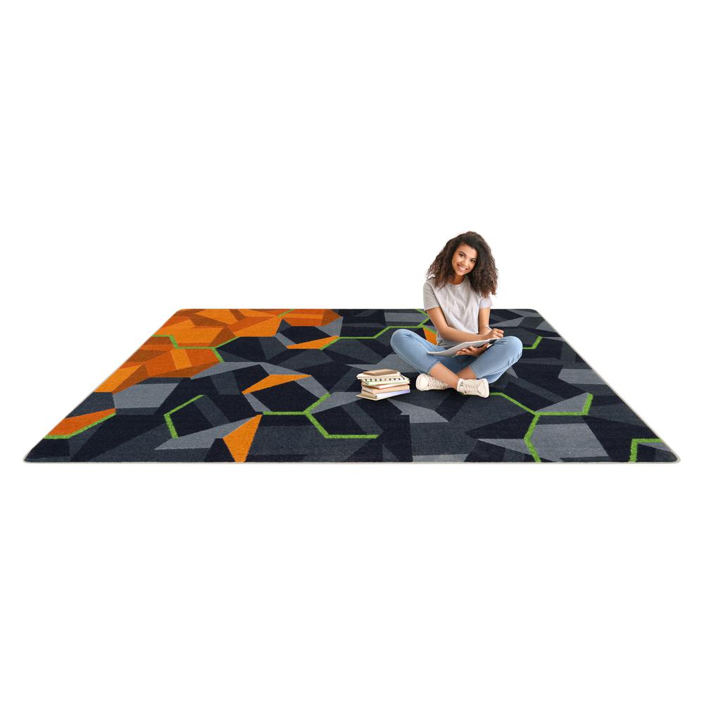 Stealth 5'4" x 7'8" area rug in color Tangerine. Picture 5