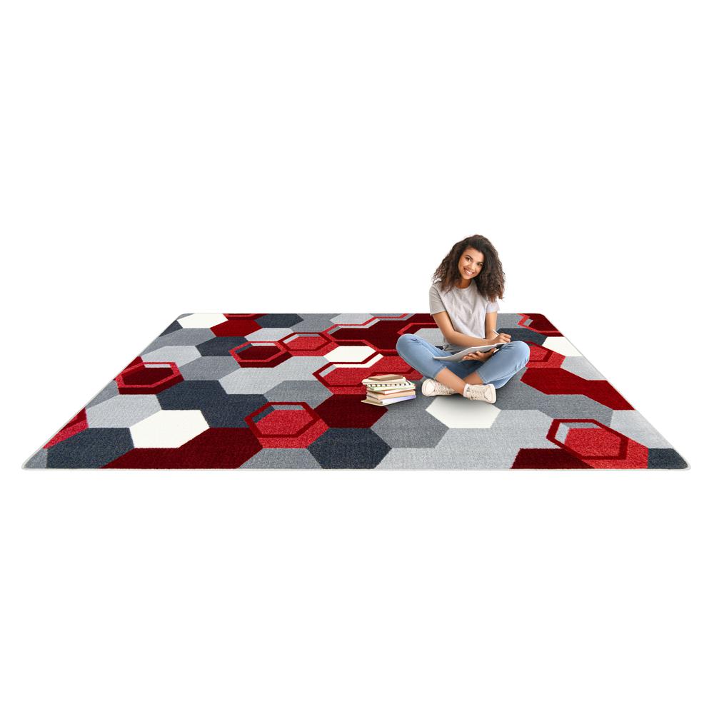 Team Up 5'4" x 7'8" area rug in color Red. Picture 5