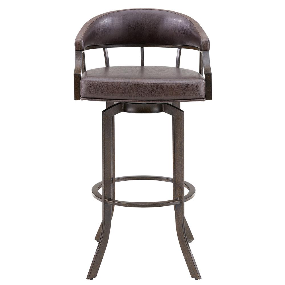 Pharaoh Swivel 26" Auburn Bay and Brown Faux Leather Bar Stool. Picture 1