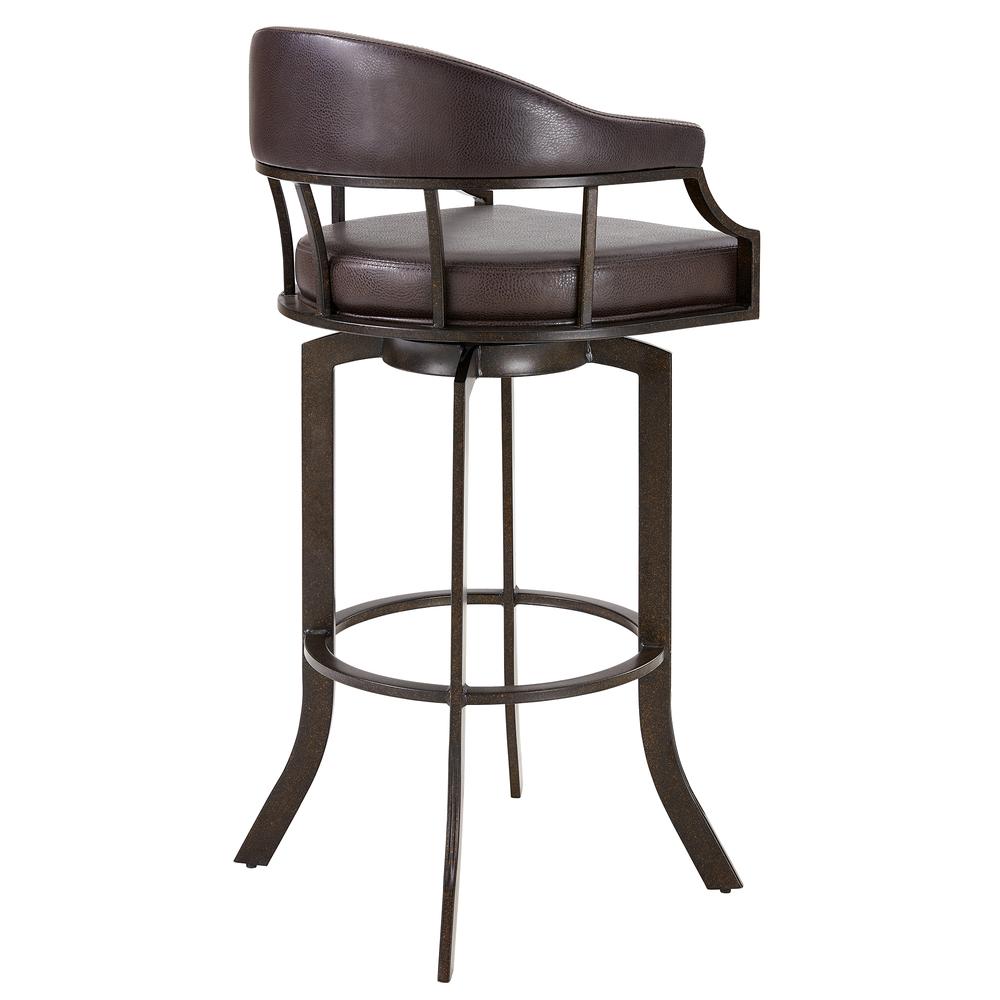 Pharaoh Swivel 30" Auburn Bay and Brown Faux Leather Bar Stool. Picture 2