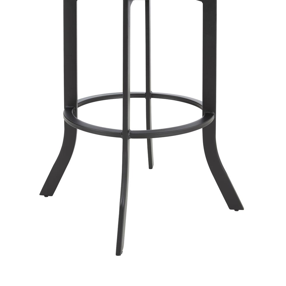 Pharaoh Swivel 26" Black Powder Coated and Black Faux Leather Metal Bar Stool. Picture 5