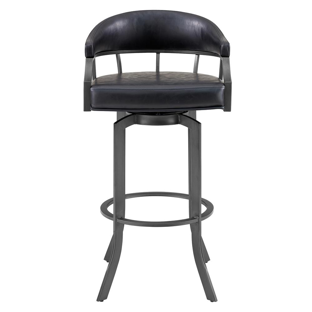 Pharaoh Swivel 26" Mineral Finish and Black Faux Leather Bar Stool. Picture 2