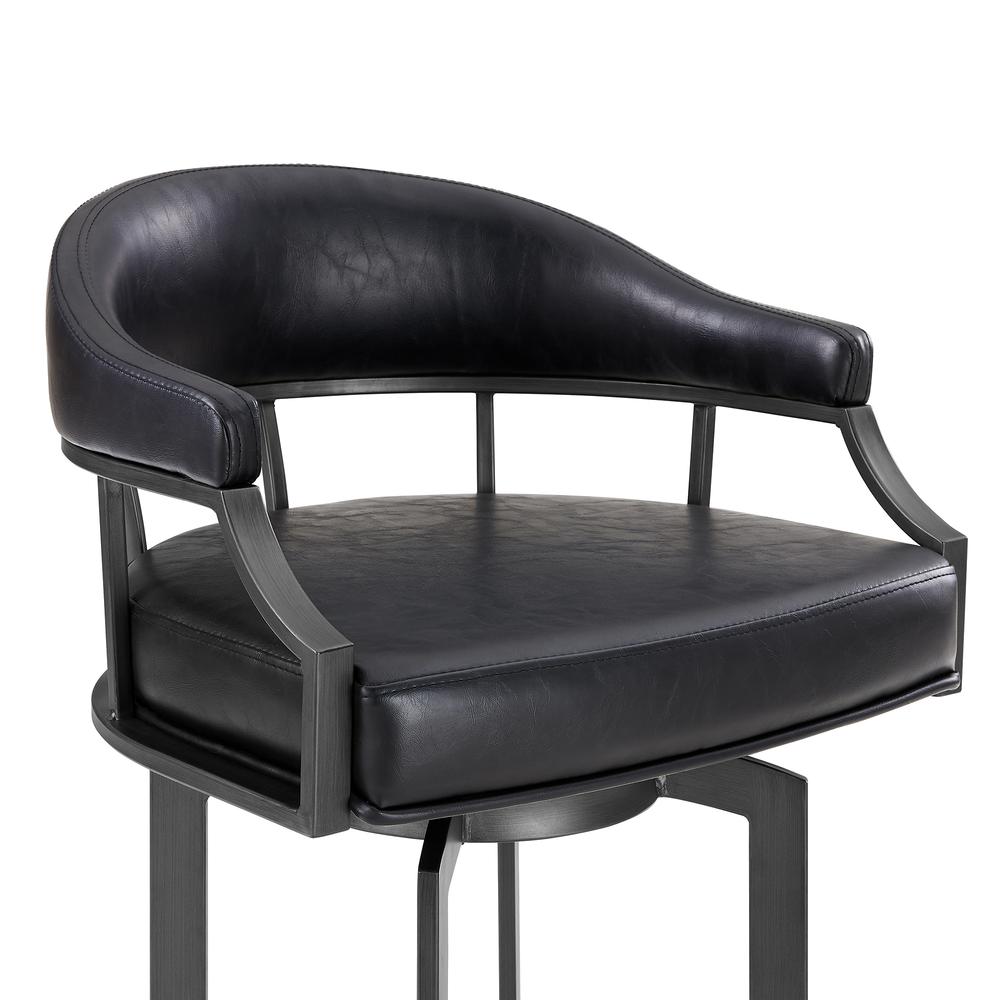 Pharaoh Swivel 30" Mineral Finish and Black Faux Leather Bar Stool. Picture 3