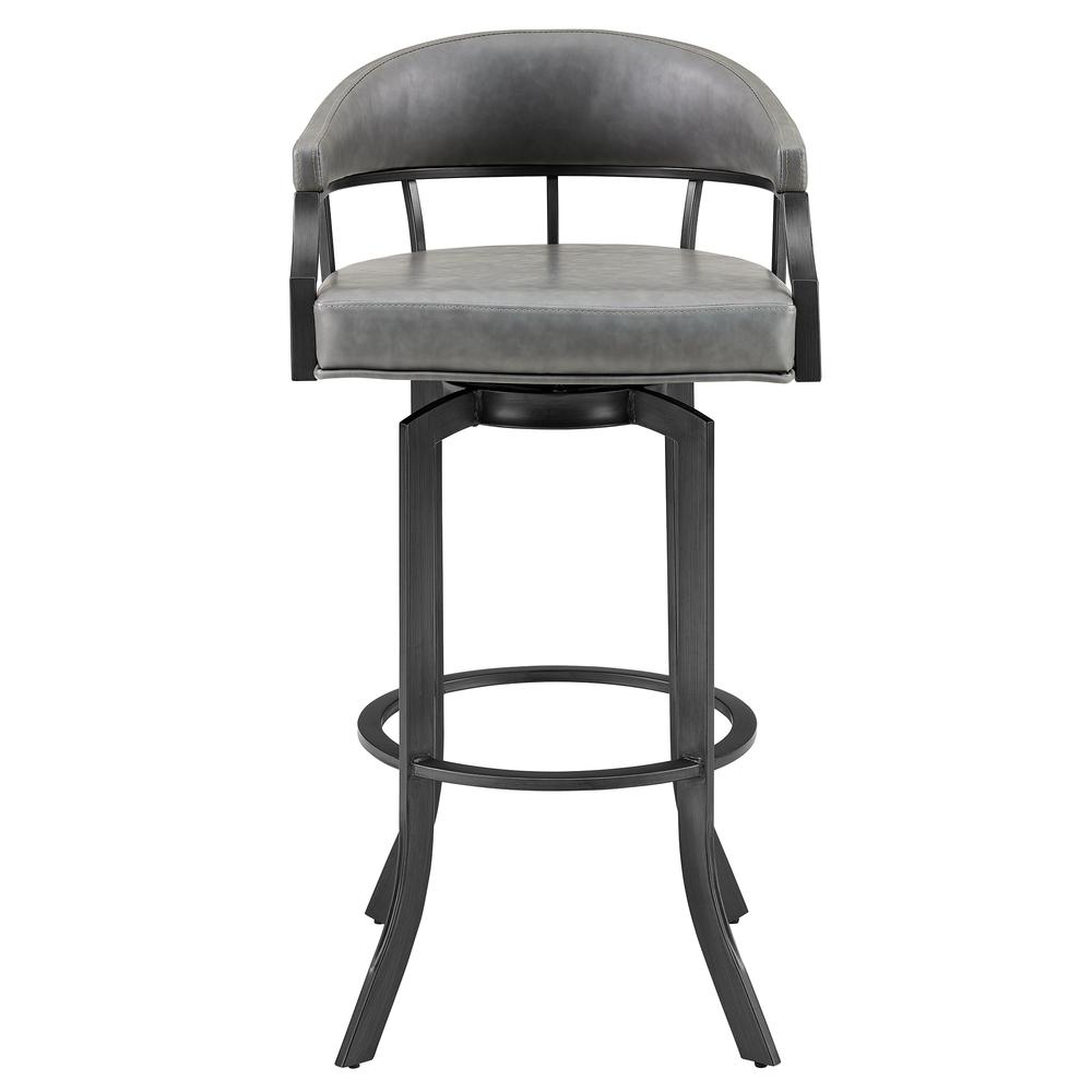Pharaoh Swivel 26" Mineral Finish and Grey Faux Leather Bar Stool. Picture 2