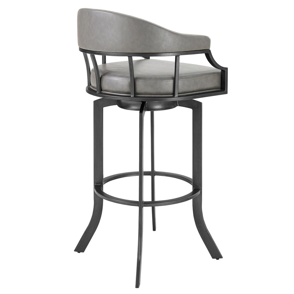 Pharaoh Swivel 26" Mineral Finish and Grey Faux Leather Bar Stool. Picture 3