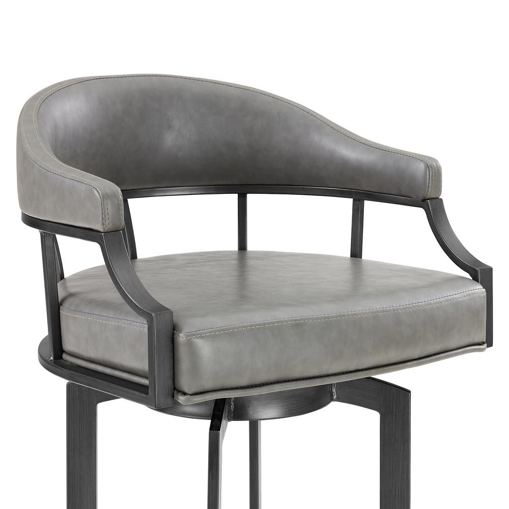 Pharaoh Swivel 26" Mineral Finish and Grey Faux Leather Bar Stool. Picture 4