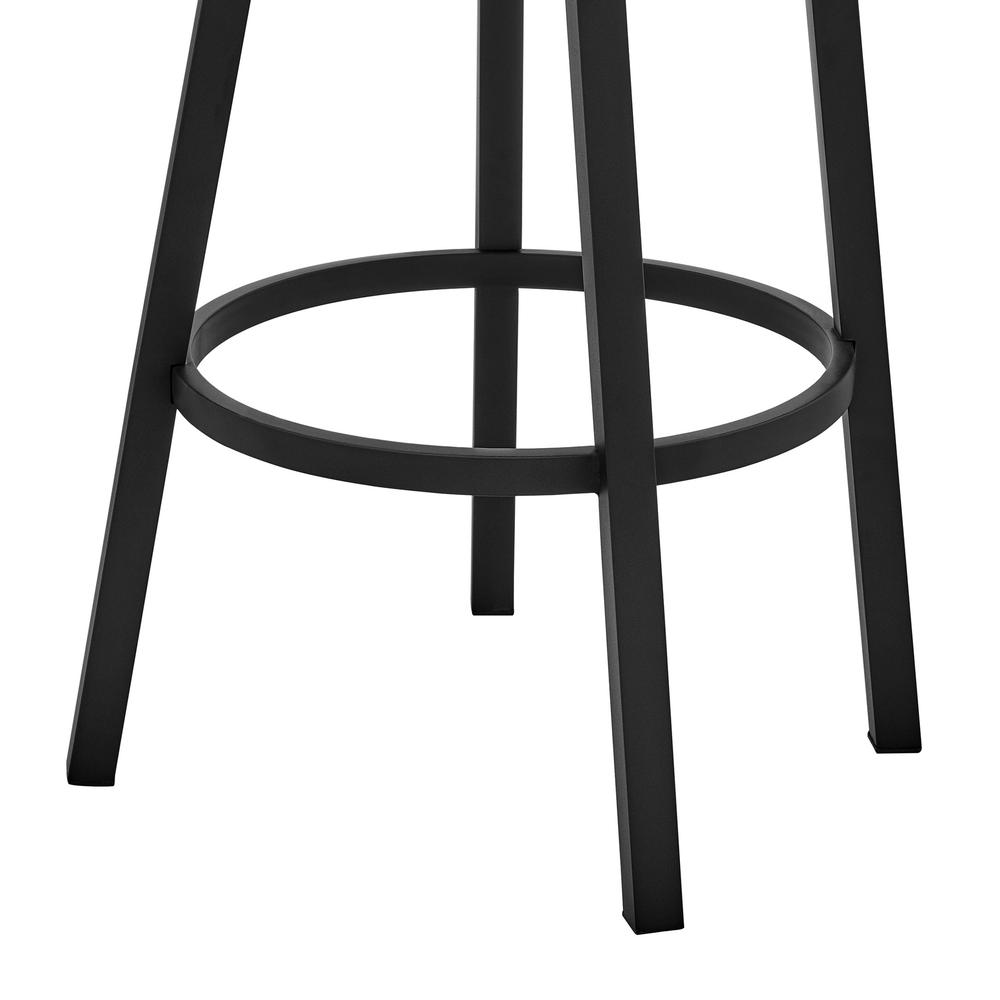 Kobe 26" Counter Height Swivel Bar Stool in Black Finish and Black Faux Leather. Picture 7