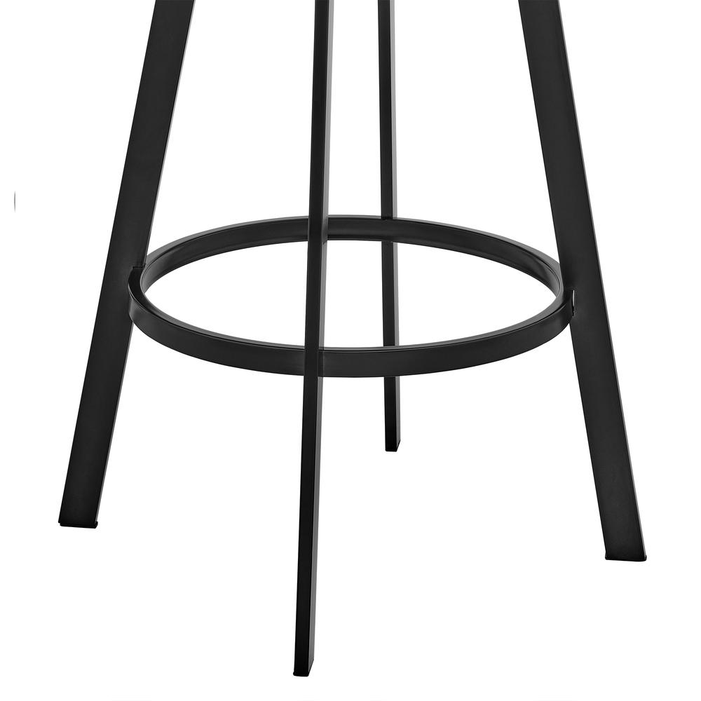 Bronson 29" Bar Height Swivel Bar Stool in Black Finish and Black Faux Leather. Picture 7