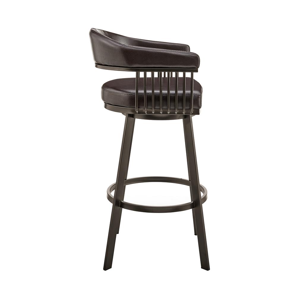 Bronson 26" Counter Height Swivel Bar Stool in Java Brown Finish and Chocolate Faux Leather. Picture 2