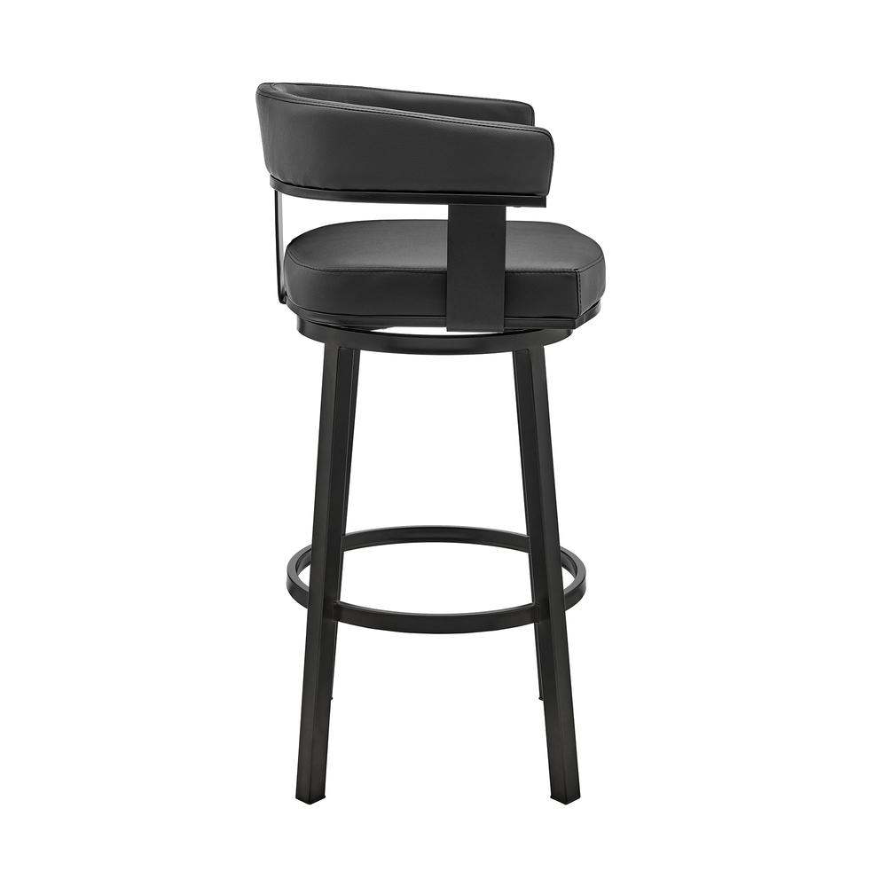 Cohen 26" Counter Height Swivel Bar Stool in Black Finish and Black Faux Leather. Picture 2