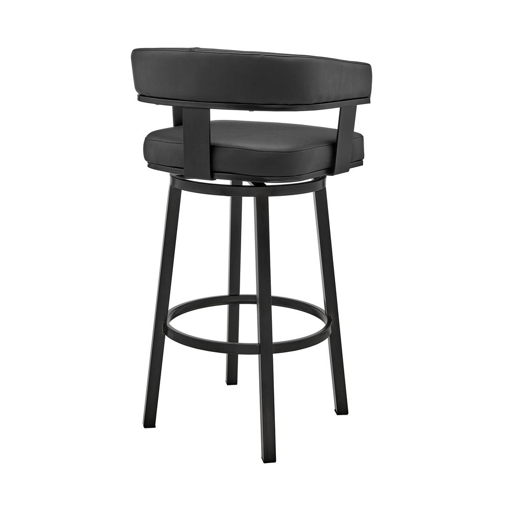 Cohen 26" Counter Height Swivel Bar Stool in Black Finish and Black Faux Leather. Picture 3