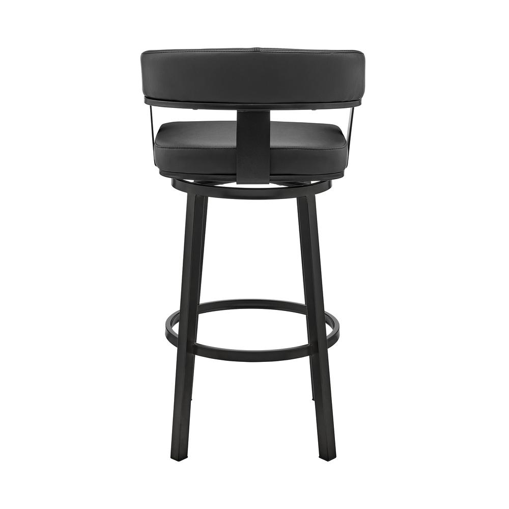 Cohen 26" Counter Height Swivel Bar Stool in Black Finish and Black Faux Leather. Picture 4