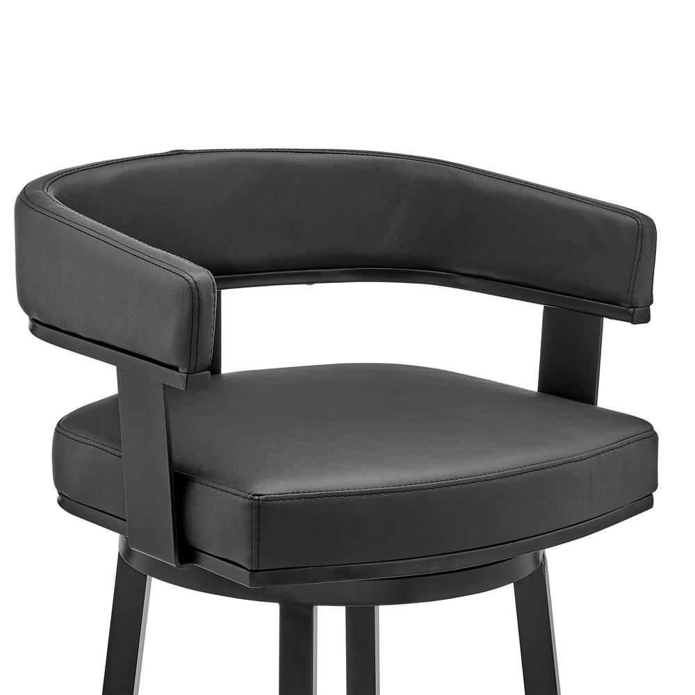 Cohen 26" Counter Height Swivel Bar Stool in Black Finish and Black Faux Leather. Picture 5