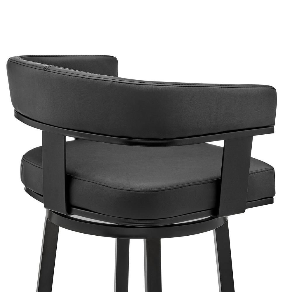 Cohen 26" Counter Height Swivel Bar Stool in Black Finish and Black Faux Leather. Picture 6
