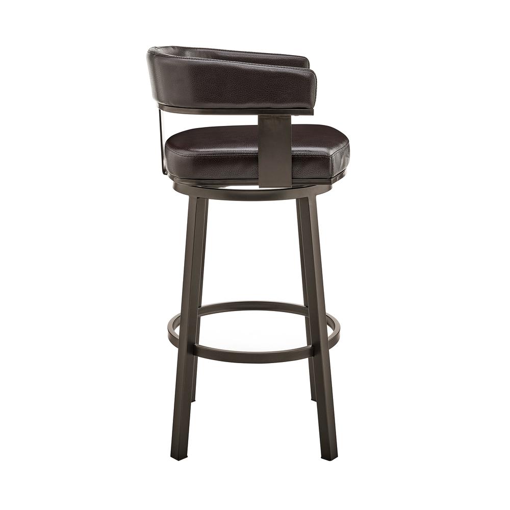 Cohen 30" Bar Height Swivel Bar Stool in Java Brown Finish and Chocolate Faux Leather. Picture 2