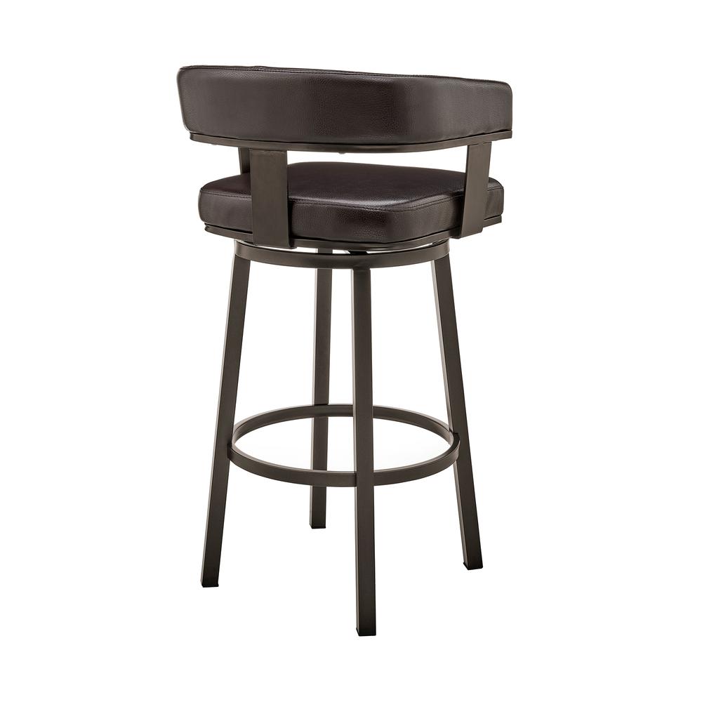 Cohen 30" Bar Height Swivel Bar Stool in Java Brown Finish and Chocolate Faux Leather. Picture 3