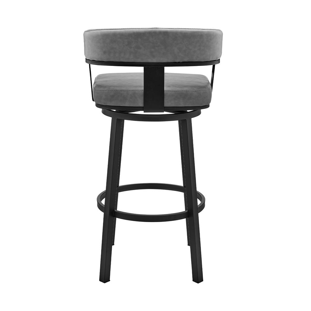 Cohen 26" Counter Height Swivel Bar Stool in Black Finish and Gray Faux Leather. Picture 4