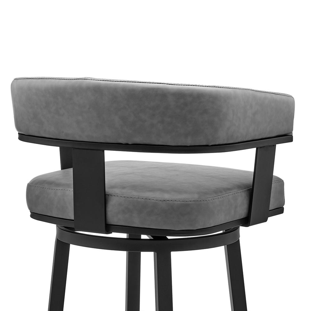 Cohen 26" Counter Height Swivel Bar Stool in Black Finish and Gray Faux Leather. Picture 6