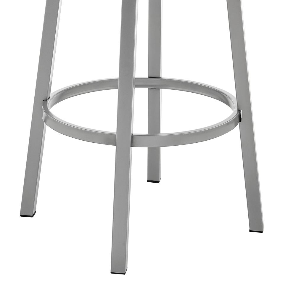 Cohen 30" Bar Height Swivel Bar Stool in Silver Finish with White Faux Leather. Picture 7