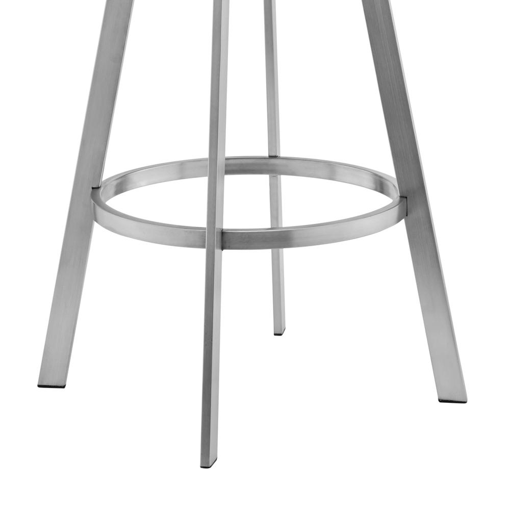 Sandringham 26" Gray Faux Leather and Brushed Stainless Steel Swivel Bar Stool. Picture 5