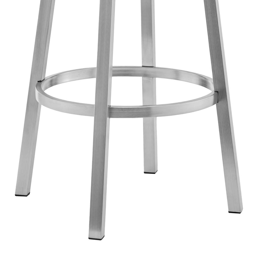 Cohen 30" White Faux Leather and Brushed Stainless Steel Swivel Bar Stool. Picture 5