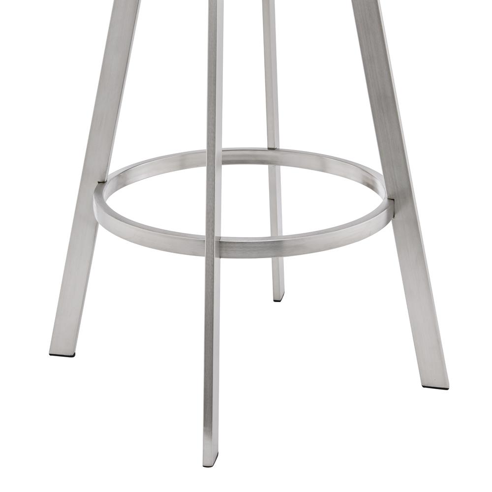 Bronson 25" Gray Faux Leather and Brushed Stainless Steel Swivel Bar Stool. Picture 5