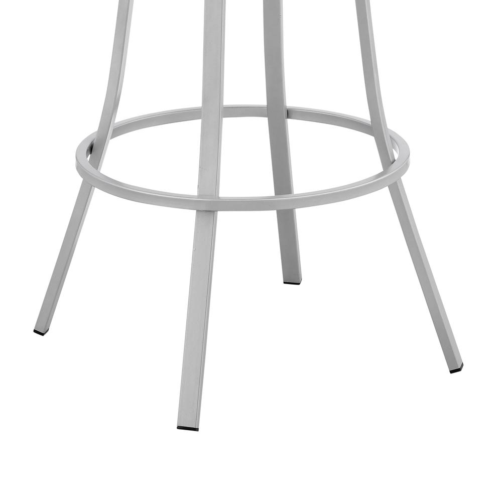 Palmdale 26" Swivel White Faux Leather and Silver Metal Bar Stool. Picture 7